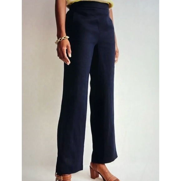 Boden Pants - NEW Boden Womens Linen Hampstead Pull On Pant Size 12 Navy Office Summer